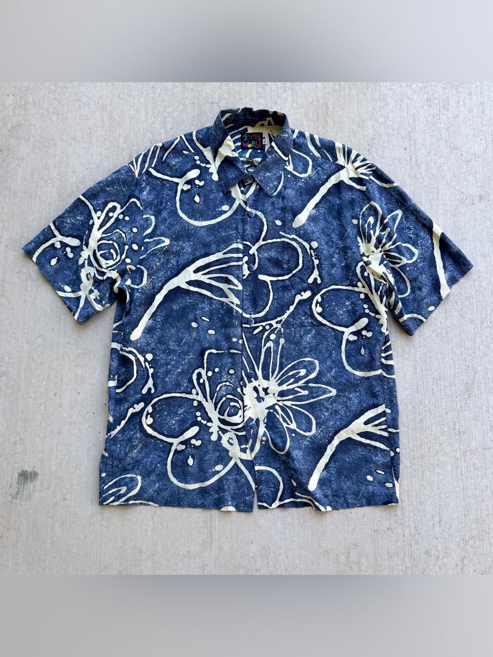 Vintage Jams World Hawaiian Shirt Ice Flower Large 100% Rayon
